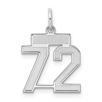 Sterling Silver Rhodium-plated Satin Number 72 Charm view 1