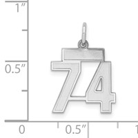 Sterling Silver Rhodium-plated Satin Number 74 Charm view 3