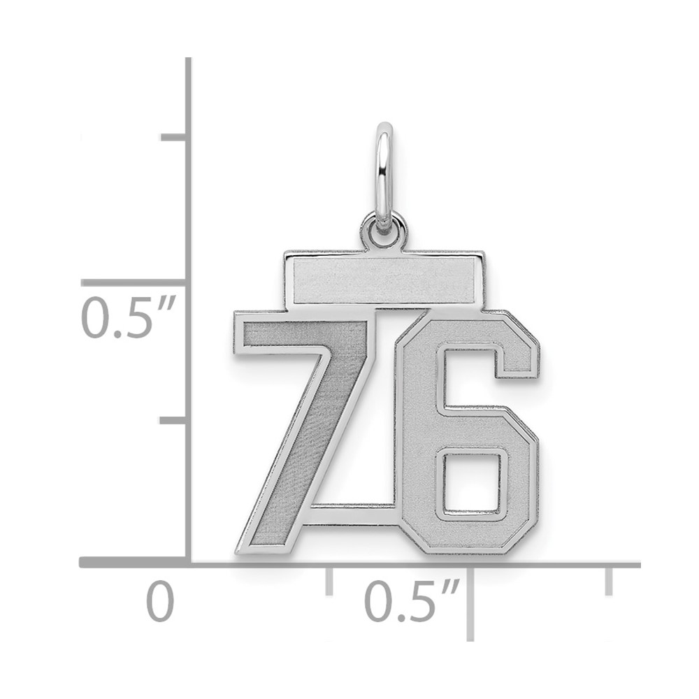 Sterling Silver/Rhodium-plated Satin Number 76 Charm (QPS76)