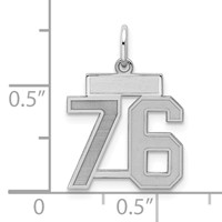Sterling Silver Rhodium-plated Satin Number 76 Charm view 2