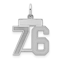 Sterling Silver Rhodium-plated Satin Number 76 Charm view 1