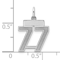 Sterling Silver Rhodium-plated Satin Number 77 Charm view 2
