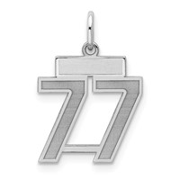 Sterling Silver Rhodium-plated Satin Number 77 Charm view 1