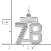 Sterling Silver Rhodium-plated Satin Number 78 Charm view 2