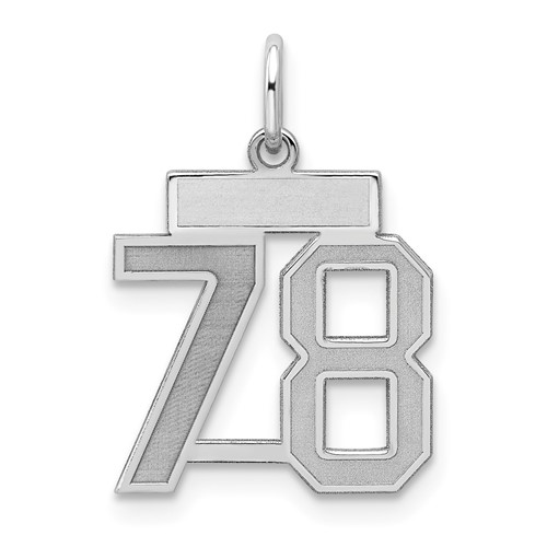 Sterling Silver Rhodium-plated Satin Number 78 Charm