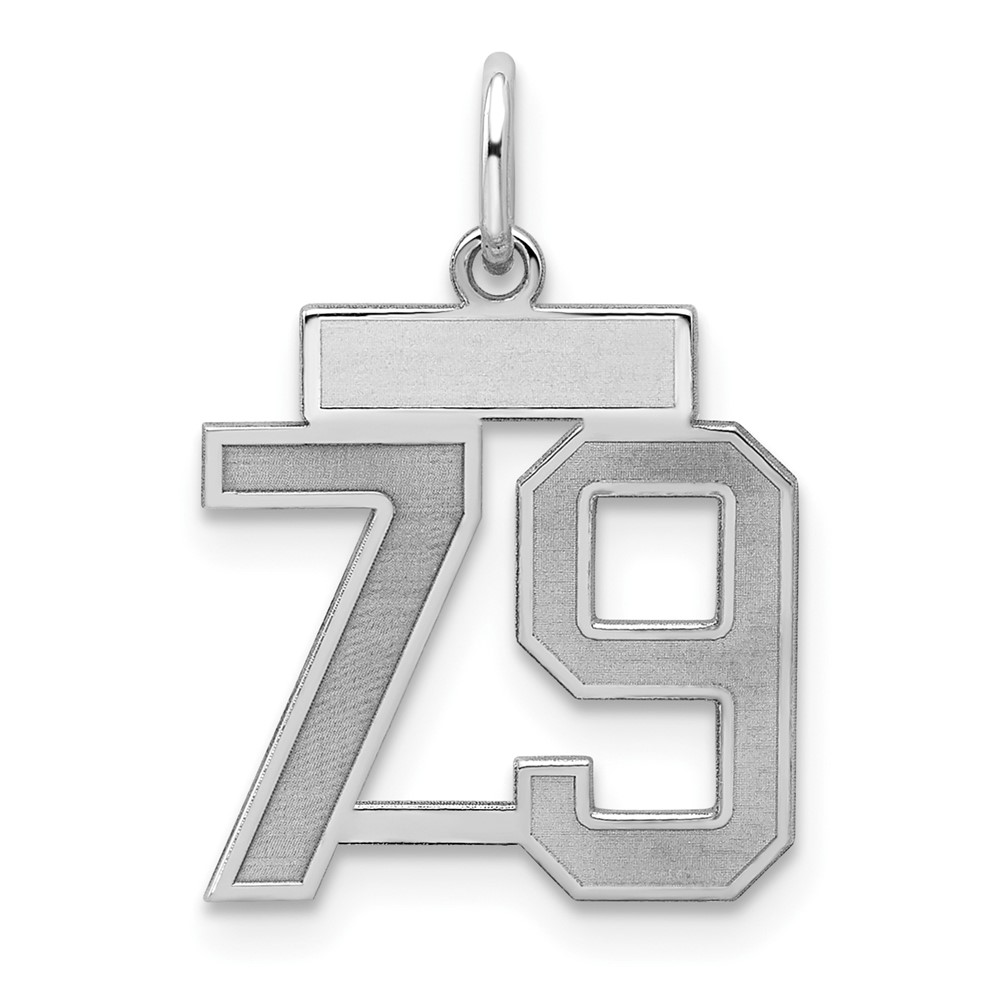 Sterling Silver Rhodium-plated Satin Number 79 Charm