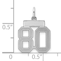 Sterling Silver Rhodium-plated Satin Number 80 Charm view 2