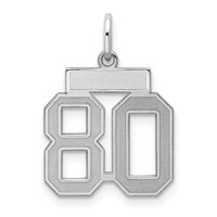 Sterling Silver Rhodium-plated Satin Number 80 Charm view 1