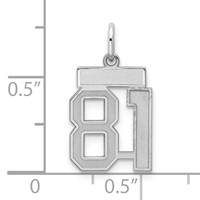 Sterling Silver Rhodium-plated Satin Number 81 Charm view 2