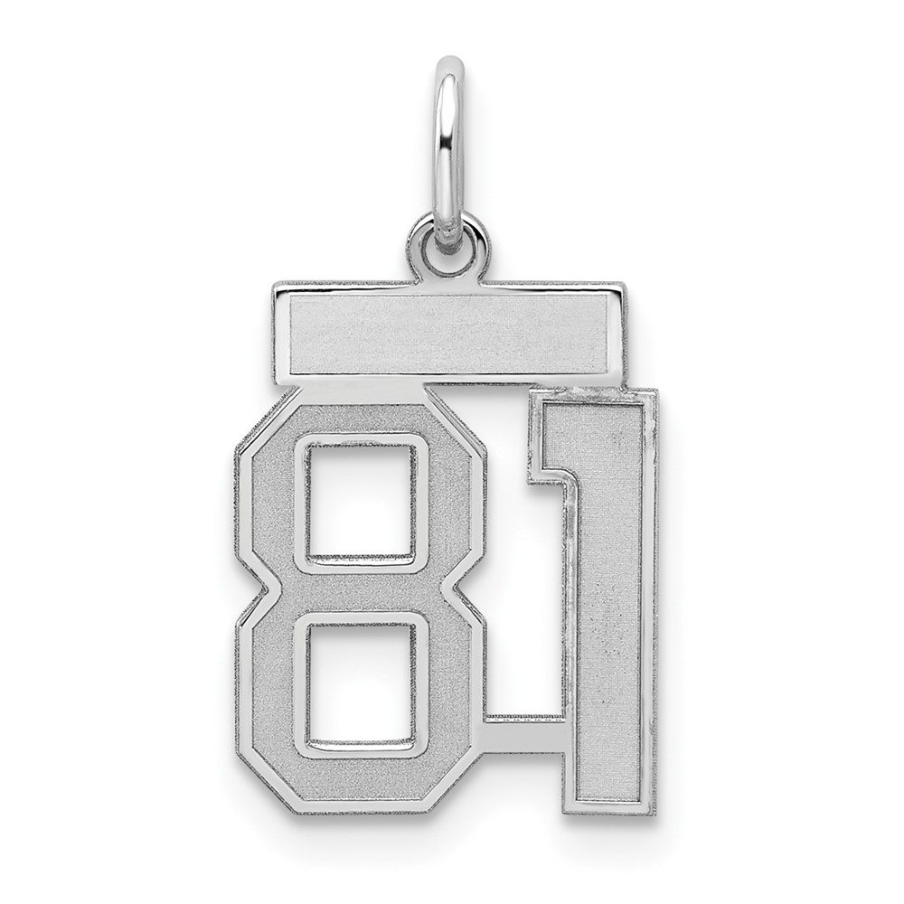 Sterling Silver Rhodium-plated Satin Number 81 Charm