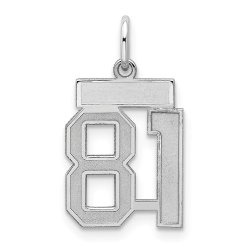 Sterling Silver Rhodium-plated Satin Number 81 Charm