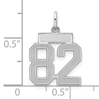 Sterling Silver Rhodium-plated Satin Number 82 Charm view 2