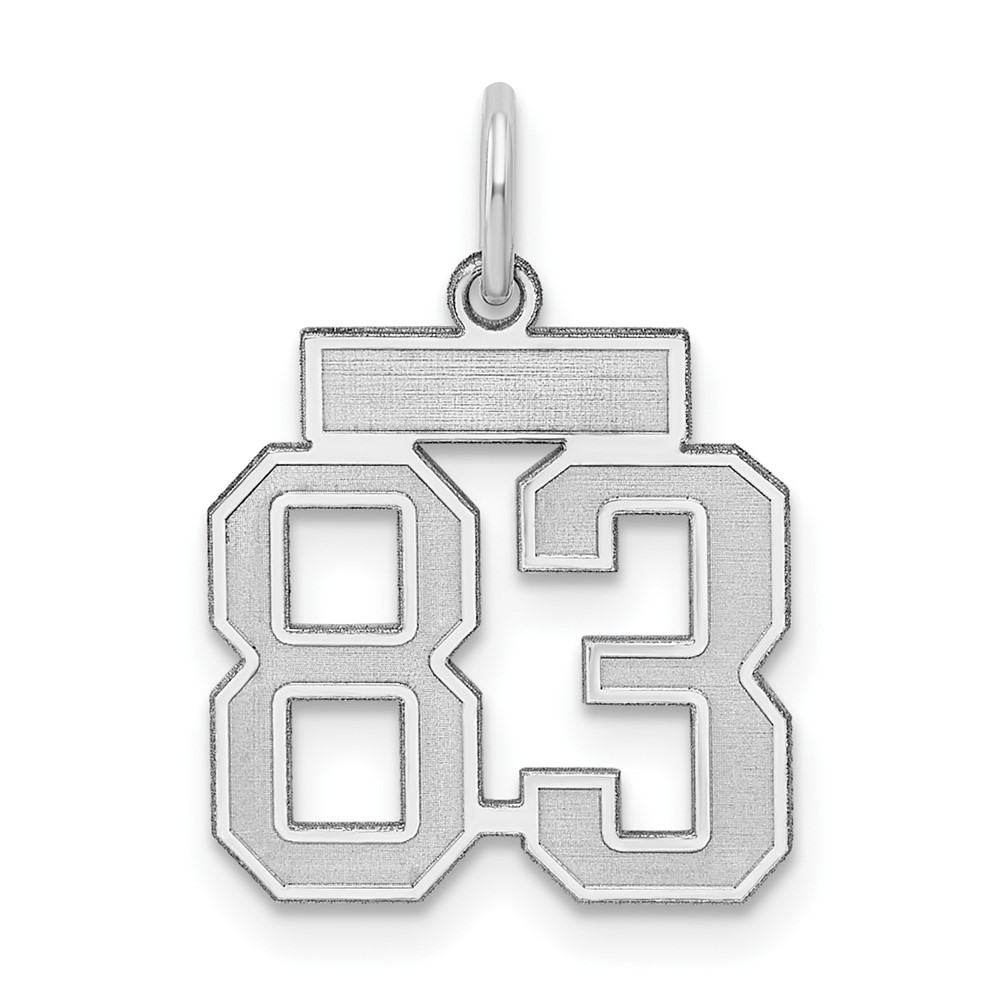 Sterling Silver Rhodium-plated Satin Number 83 Charm