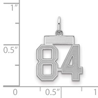 Sterling Silver Rhodium-plated Satin Number 84 Charm view 2