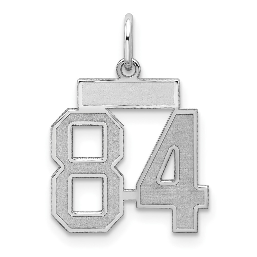Sterling Silver Rhodium-plated Satin Number 84 Charm