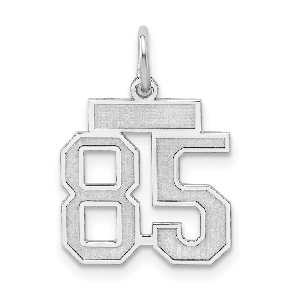 Sterling Silver Rhodium-plated Satin Number 85 Charm