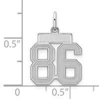 Sterling Silver Rhodium-plated Satin Number 86 Charm view 2