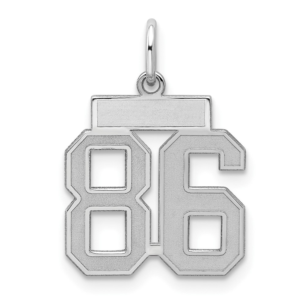 Sterling Silver Rhodium-plated Satin Number 86 Charm
