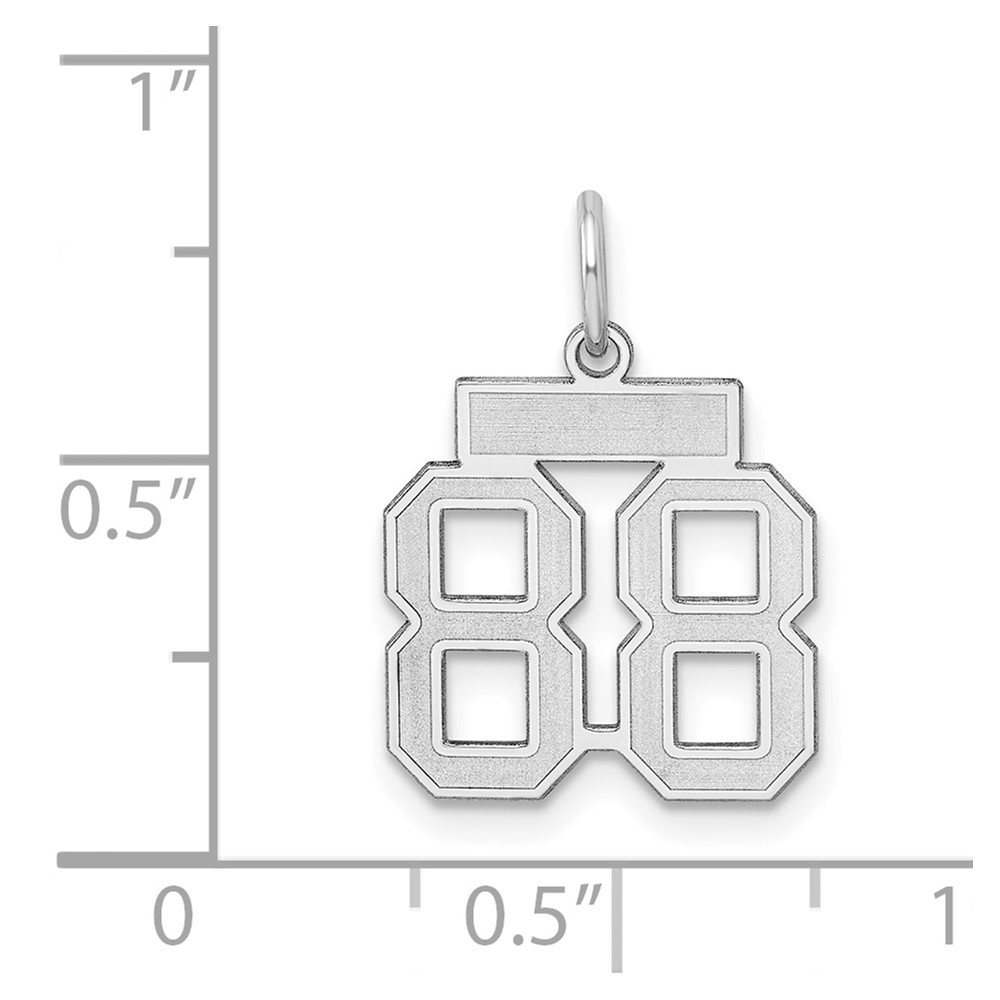 Sterling Silver/Rhodium-plated Satin Number 88 Charm (QPS88)
