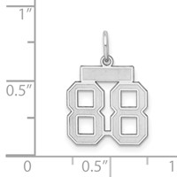 Sterling Silver Rhodium-plated Satin Number 88 Charm view 3