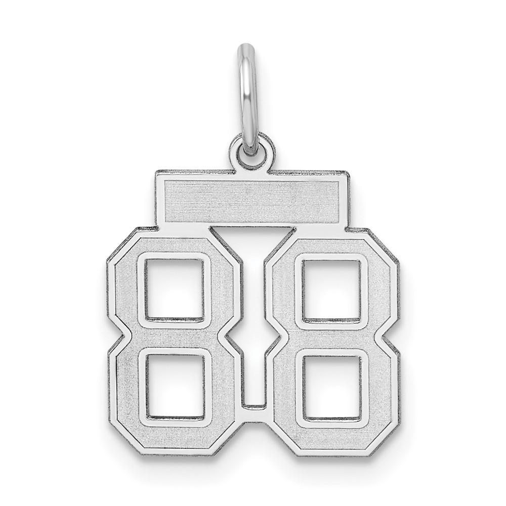 Sterling Silver Rhodium-plated Satin Number 88 Charm