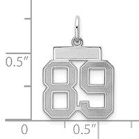 Sterling Silver Rhodium-plated Satin Number 89 Charm view 2