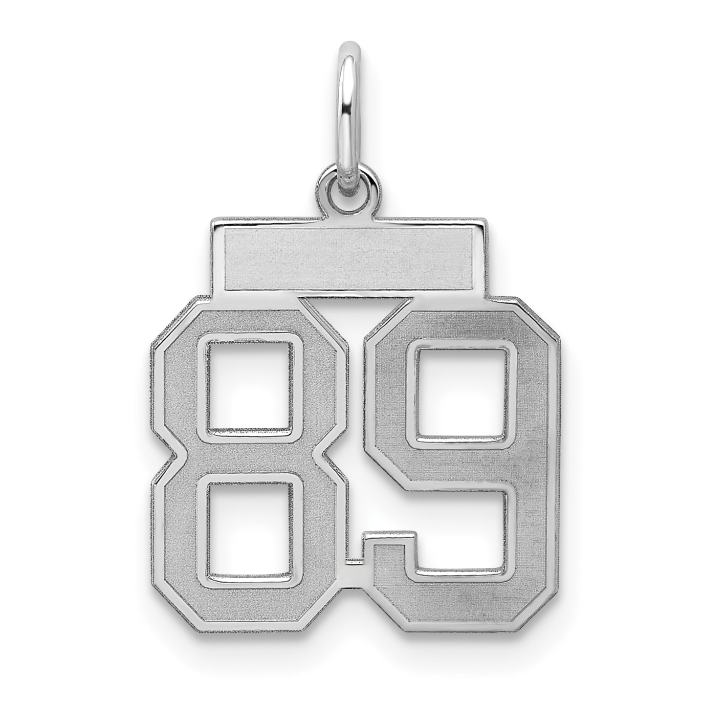 Sterling Silver/Rhodium-plated Satin Number 89 Charm (QPS89)
