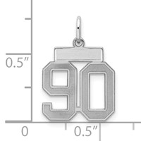 Sterling Silver Rhodium-plated Satin Number 90 Charm view 2