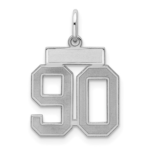 Sterling Silver Rhodium-plated Satin Number 90 Charm