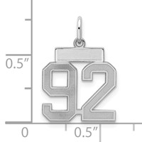 Sterling Silver Rhodium-plated Satin Number 92 Charm view 2