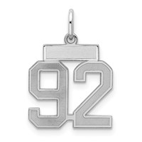 Sterling Silver Rhodium-plated Satin Number 92 Charm view 1