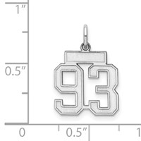 Sterling Silver Rhodium-plated Satin Number 93 Charm view 3