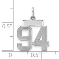 Sterling Silver Rhodium-plated Satin Number 94 Charm view 2