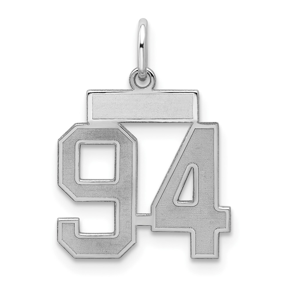 Sterling Silver Rhodium-plated Satin Number 94 Charm