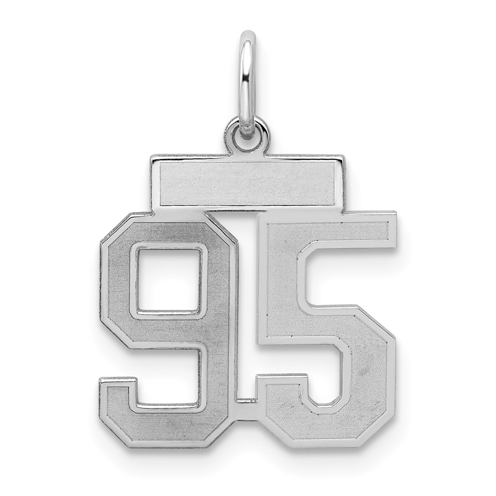 Sterling Silver Rhodium-plated Satin Number 95 Charm