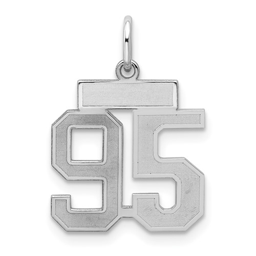 Sterling Silver Rhodium-plated Satin Number 95 Charm
