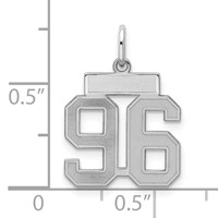 Sterling Silver Rhodium-plated Satin Number 96 Charm view 2