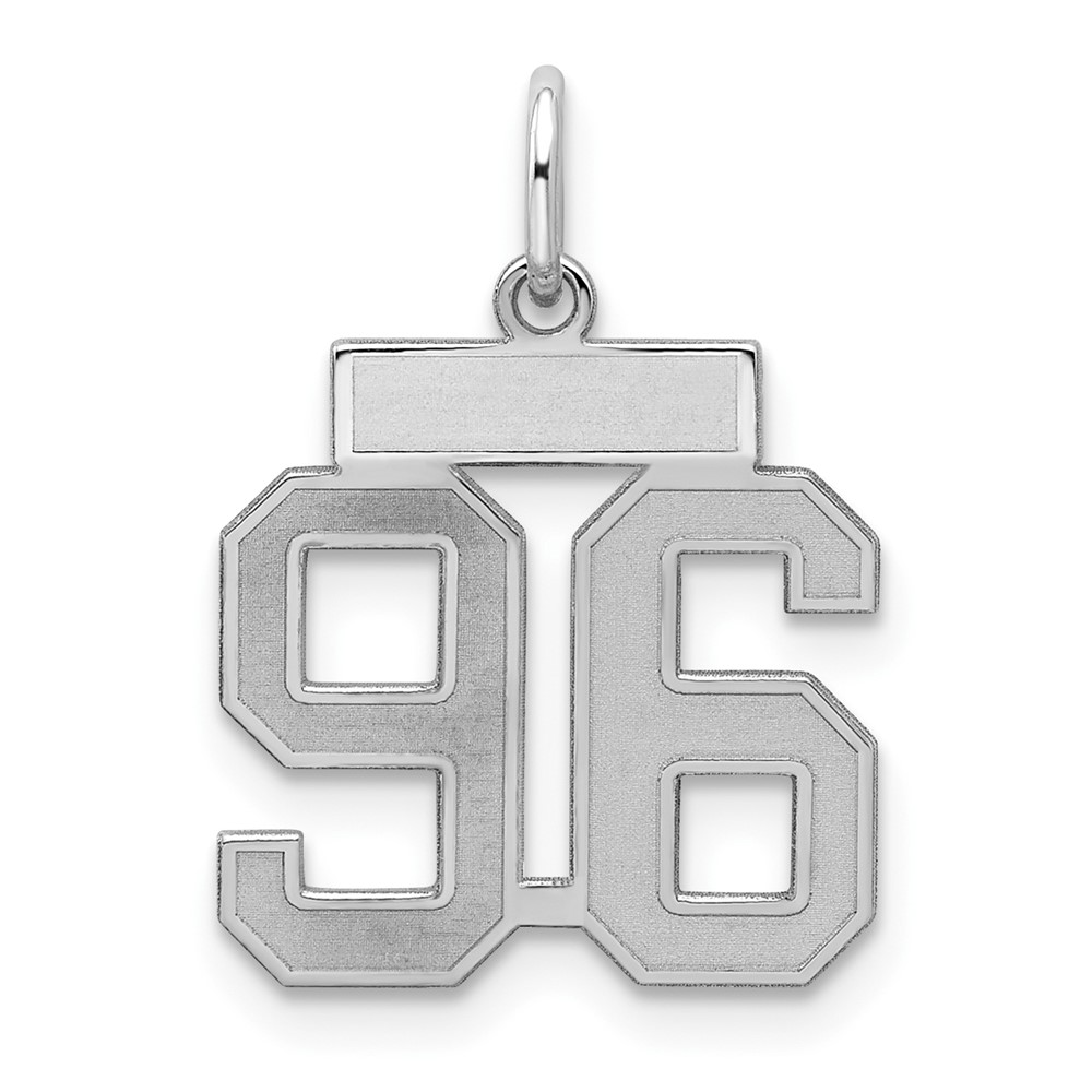 Sterling Silver Rhodium-plated Satin Number 96 Charm