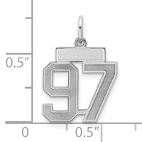 Sterling Silver Rhodium-plated Satin Number 97 Charm view 2