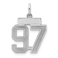 Sterling Silver Rhodium-plated Satin Number 97 Charm view 1