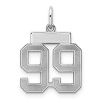 Sterling Silver Rhodium-plated Satin Number 99 Charm view 1