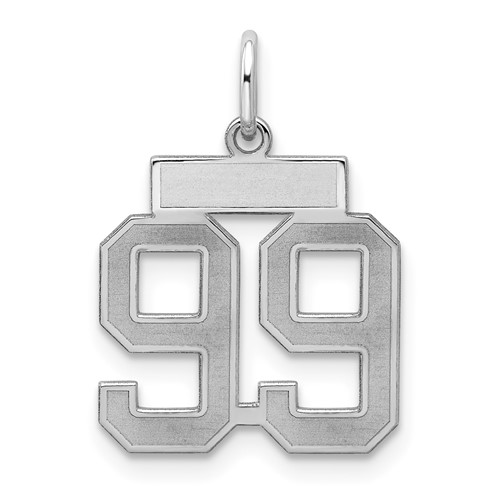 Sterling Silver Rhodium-plated Satin Number 99 Charm