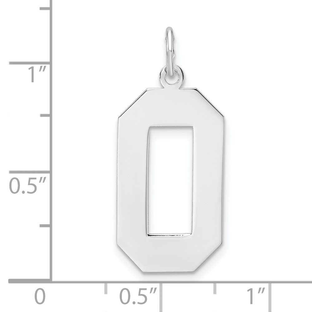Sterling Silver/Rhodium-plated Polished Number 0 Charm (QPXL00)