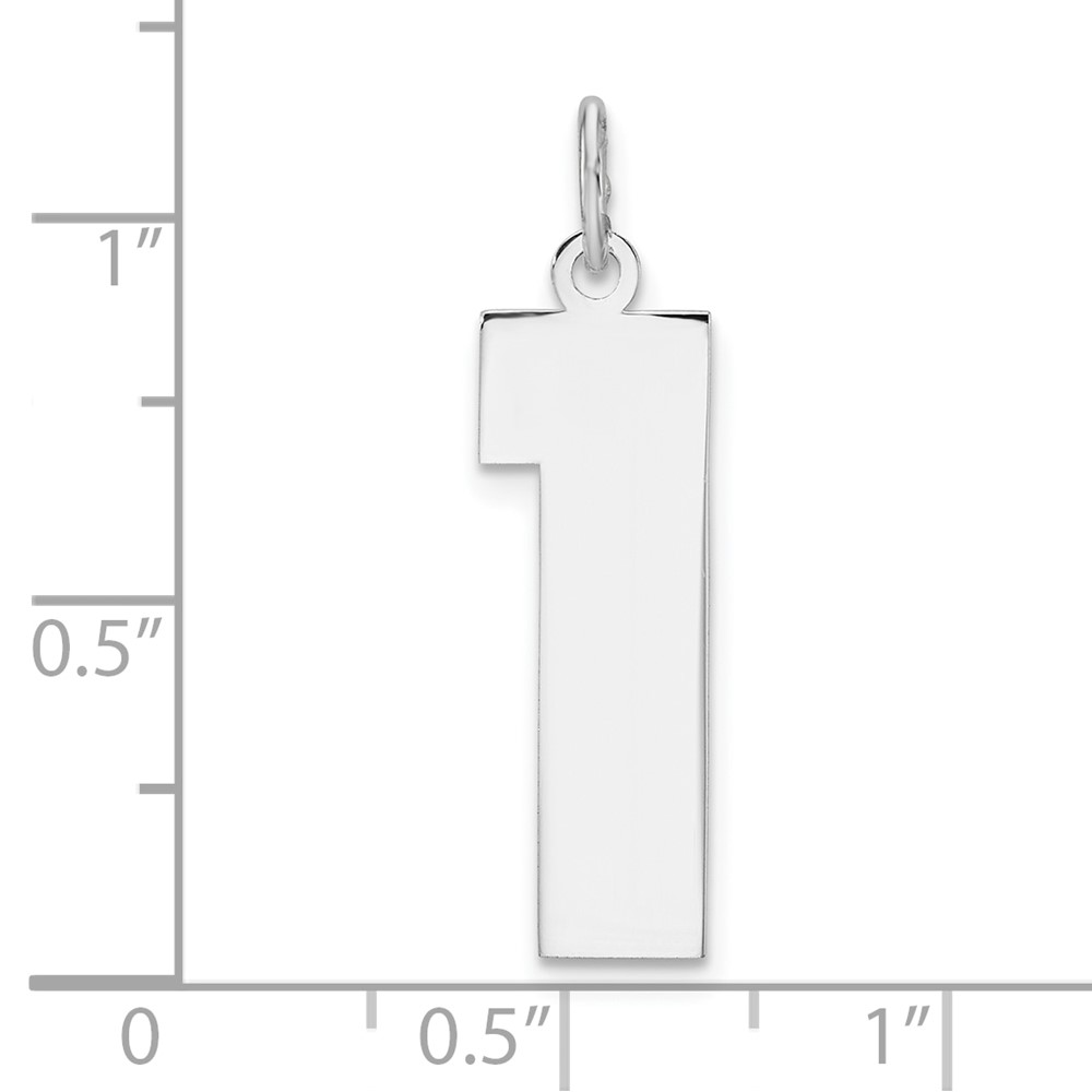 Sterling Silver/Rhodium-plated Polished Number 1 Charm (QPXL01)