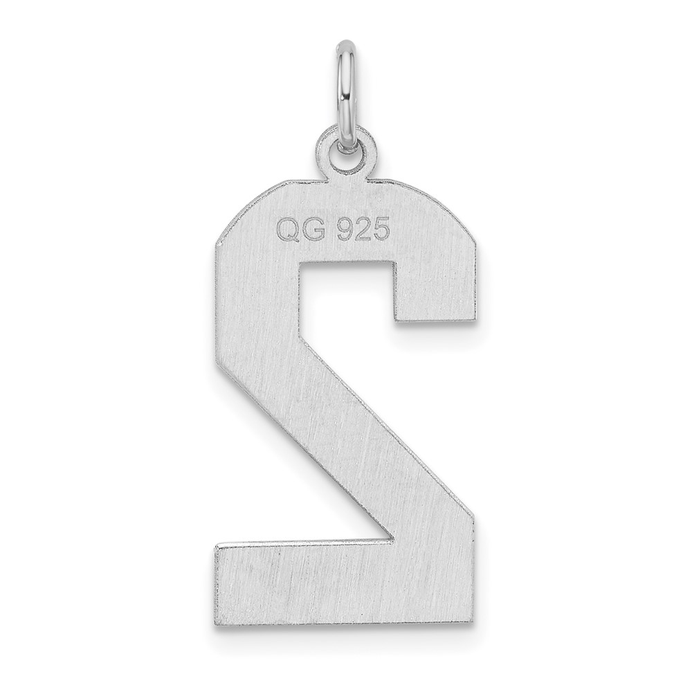Sterling Silver/Rhodium-plated Polished Number 2 Charm (QPXL02)