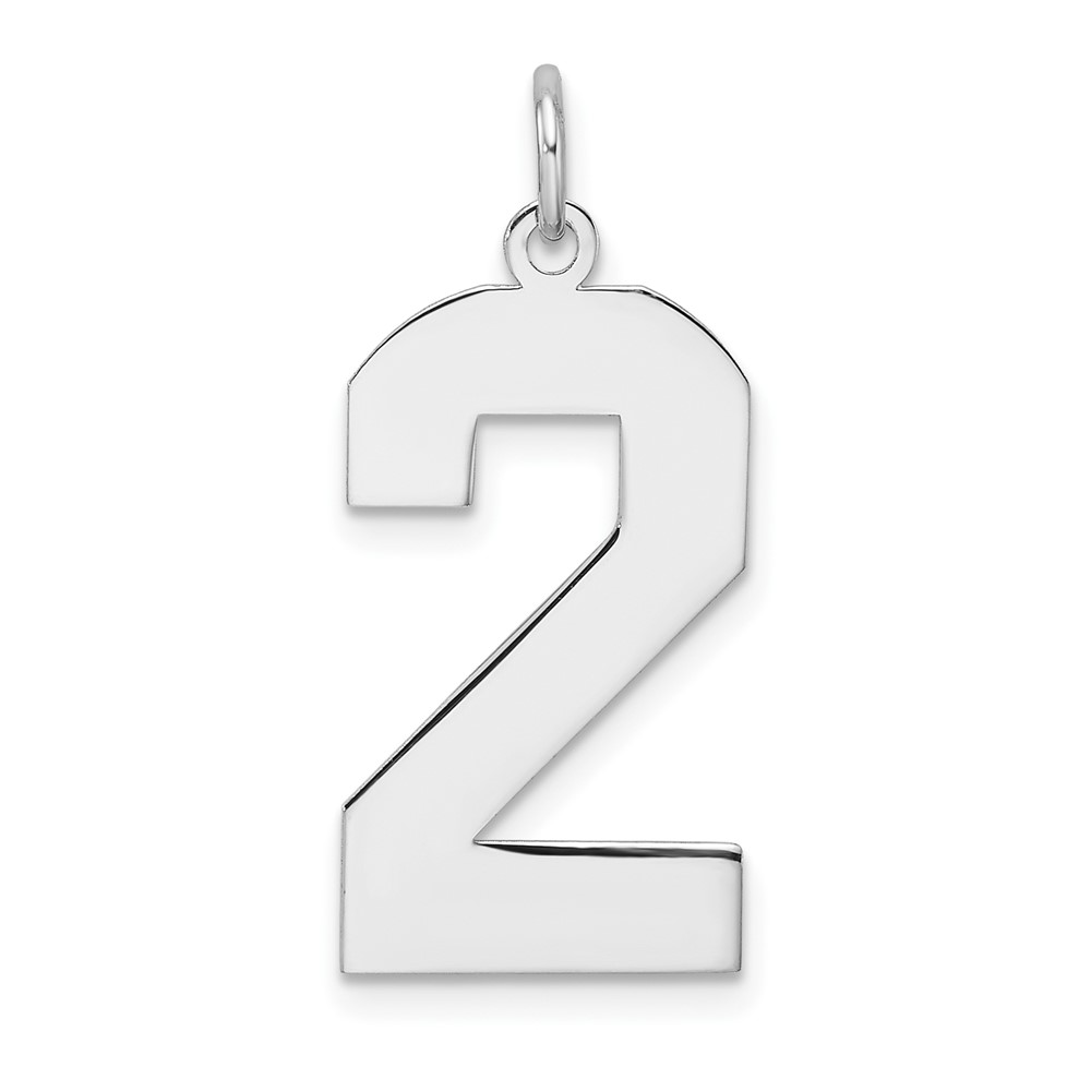 Sterling Silver/Rhodium-plated Polished Number 2 Charm (QPXL02)