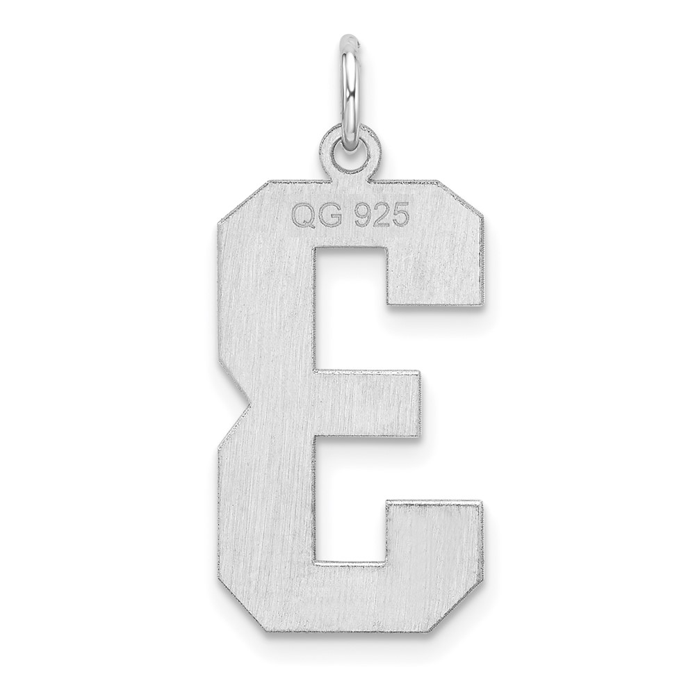 Sterling Silver/Rhodium-plated Polished Number 3 Charm (QPXL03)