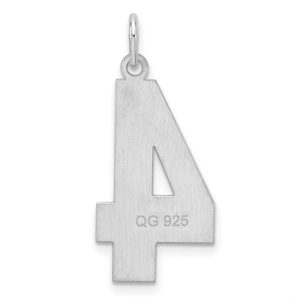 Sterling Silver/Rhodium-plated Polished Number 4 Charm (QPXL04)