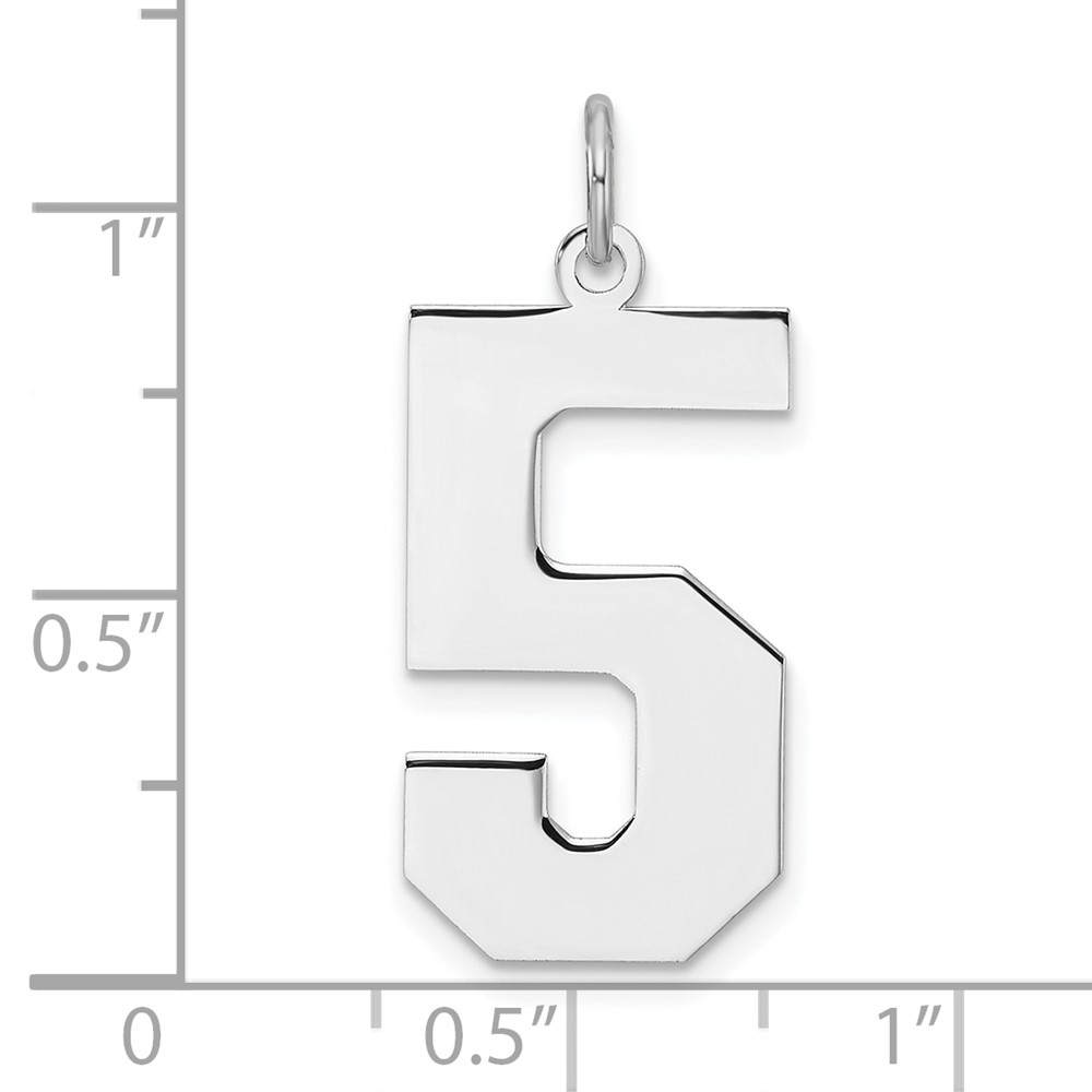 Sterling Silver/Rhodium-plated Polished Number 5 Charm (QPXL05)