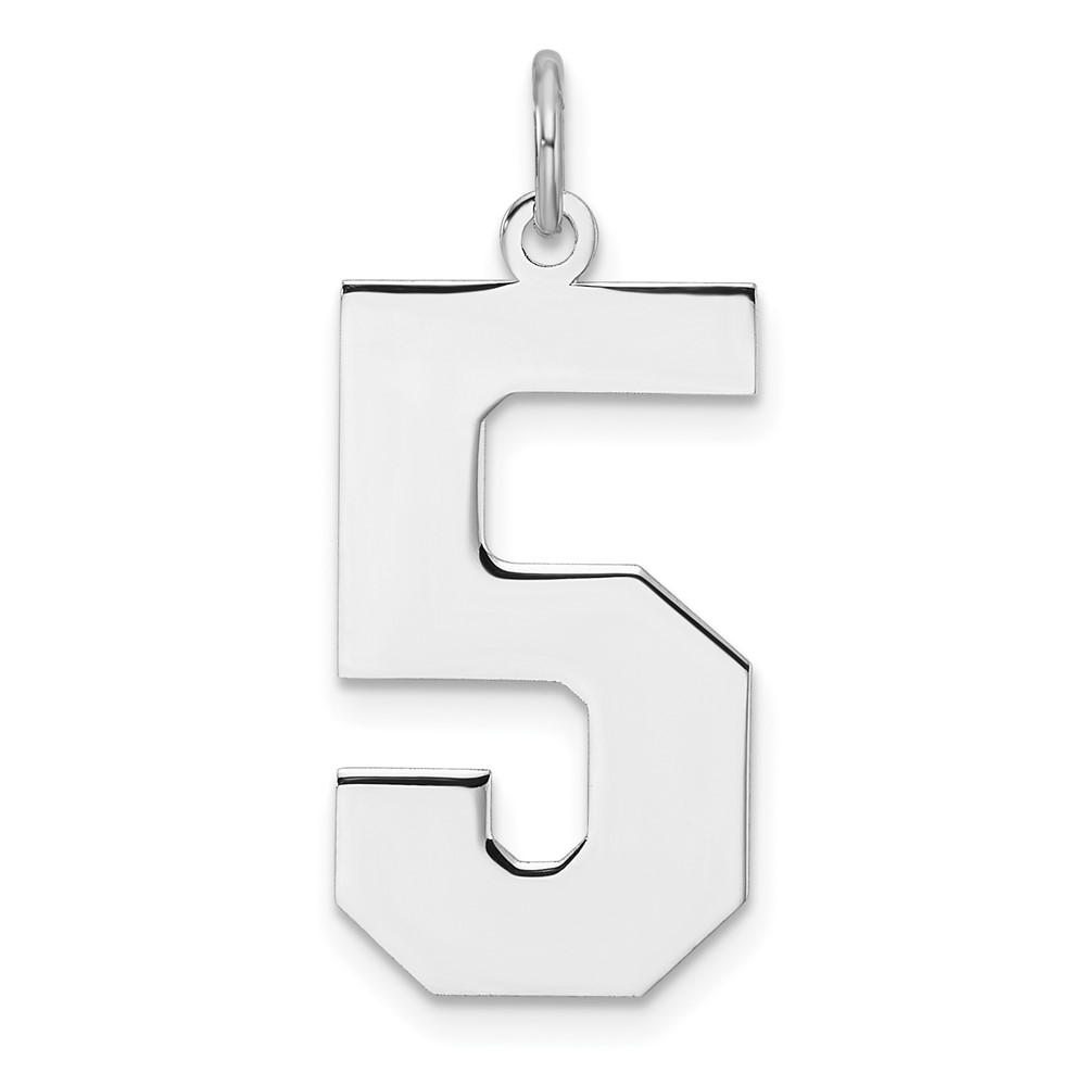 Sterling Silver/Rhodium-plated Polished Number 5 Charm (QPXL05)